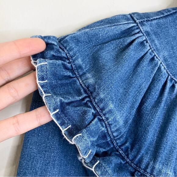 Seventy + Mochi Victoria Denim Blouse (Sz 8) Frill Collar Washed Indigo - Picture 6 of 11